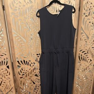 SPANX Black Sleeveless Drawstring-Waist Jumpsuit